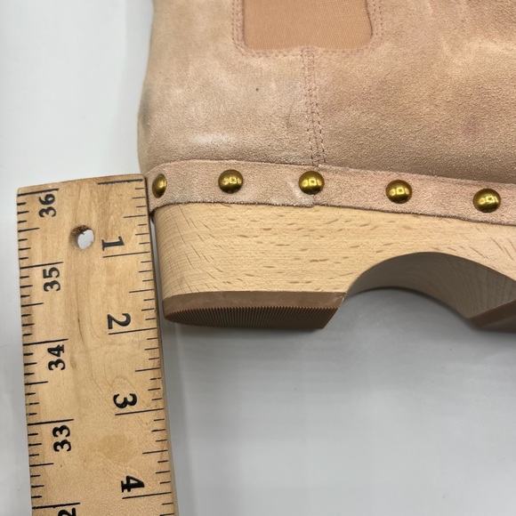 Jcrew Sz 7 Faux Fur Lined Clog Beige Suede Ankle Boots - Picture 10 of 12